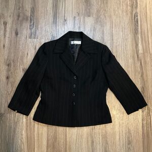 Tahari Arthur S Levine Black Pinstripe Blazer Suit Jacket Sz‎ 10P Petite